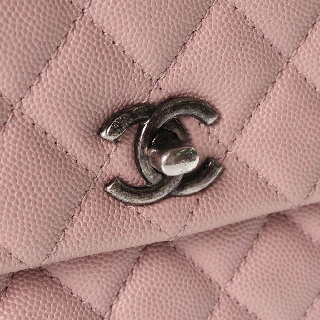 Chanel Quilted Coco Handle Chain Shoulder Bag Pink Caviar Leather 23 — view 7