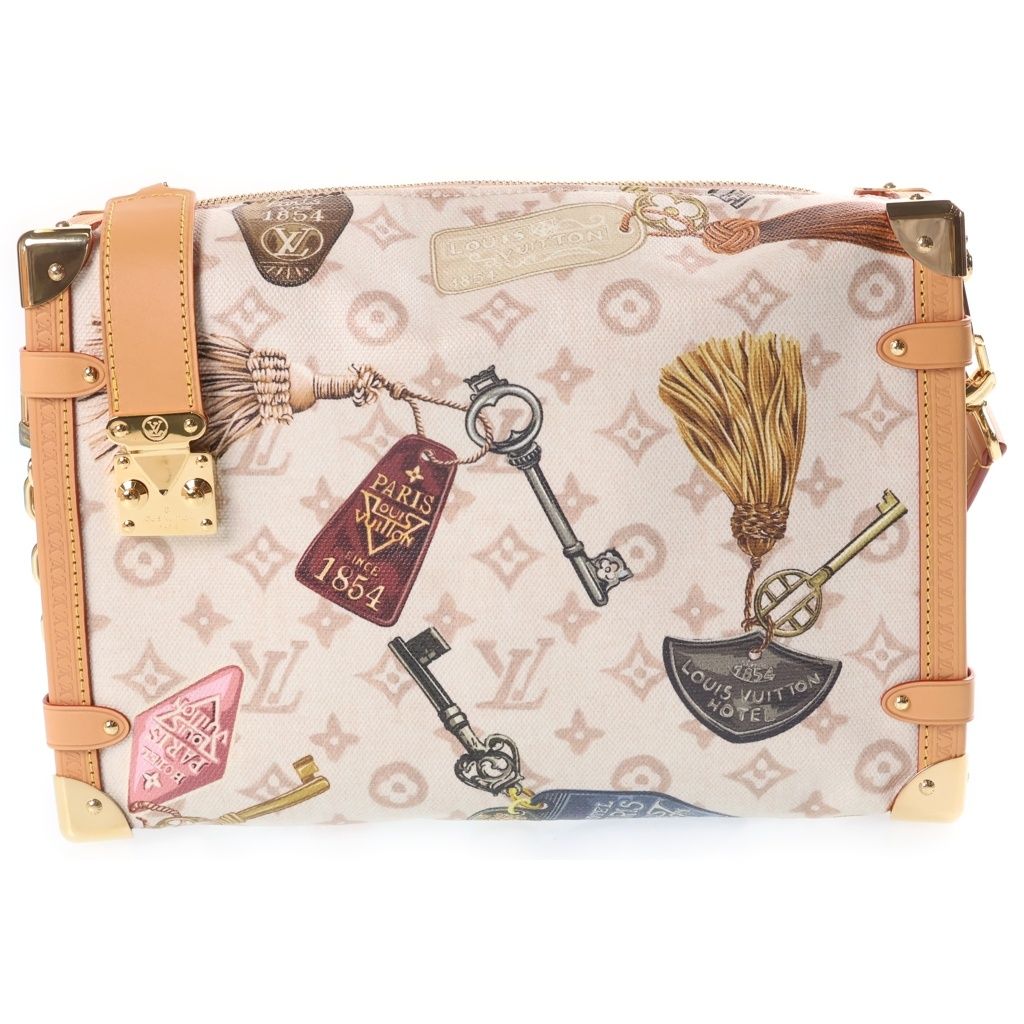 Louis Vuitton Flight Mode Side Trunk GM Shoulder Bag Beige Canvas Leather