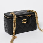 Chanel Vanity Chain Shoulder Bag Black Gold Lambskin — view 3