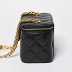 Chanel Vanity Chain Shoulder Bag Black Gold Lambskin — view 4