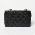 Chanel Vanity Chain Shoulder Bag Black Gold Lambskin — view 2