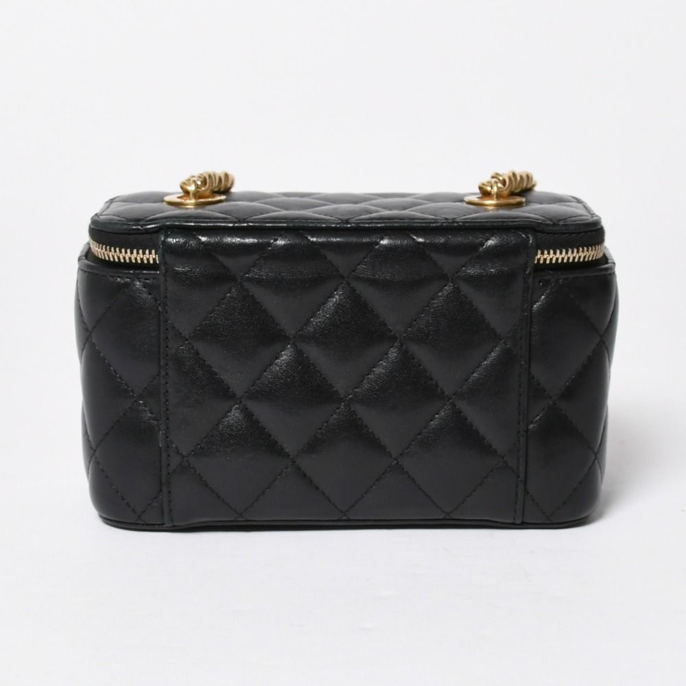 Chanel Vanity Chain Shoulder Bag Black Gold Lambskin — view 2