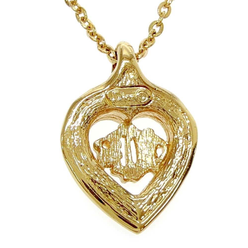 Dior Rhinestone Emblem Heart Necklace Earrings — view 4
