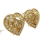 Dior Rhinestone Emblem Heart Necklace Earrings — view 8