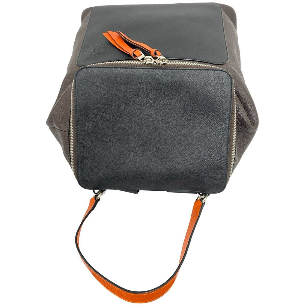 Loewe Goya Anagram Logo Calf Leather Backpack Brown Black — view 4
