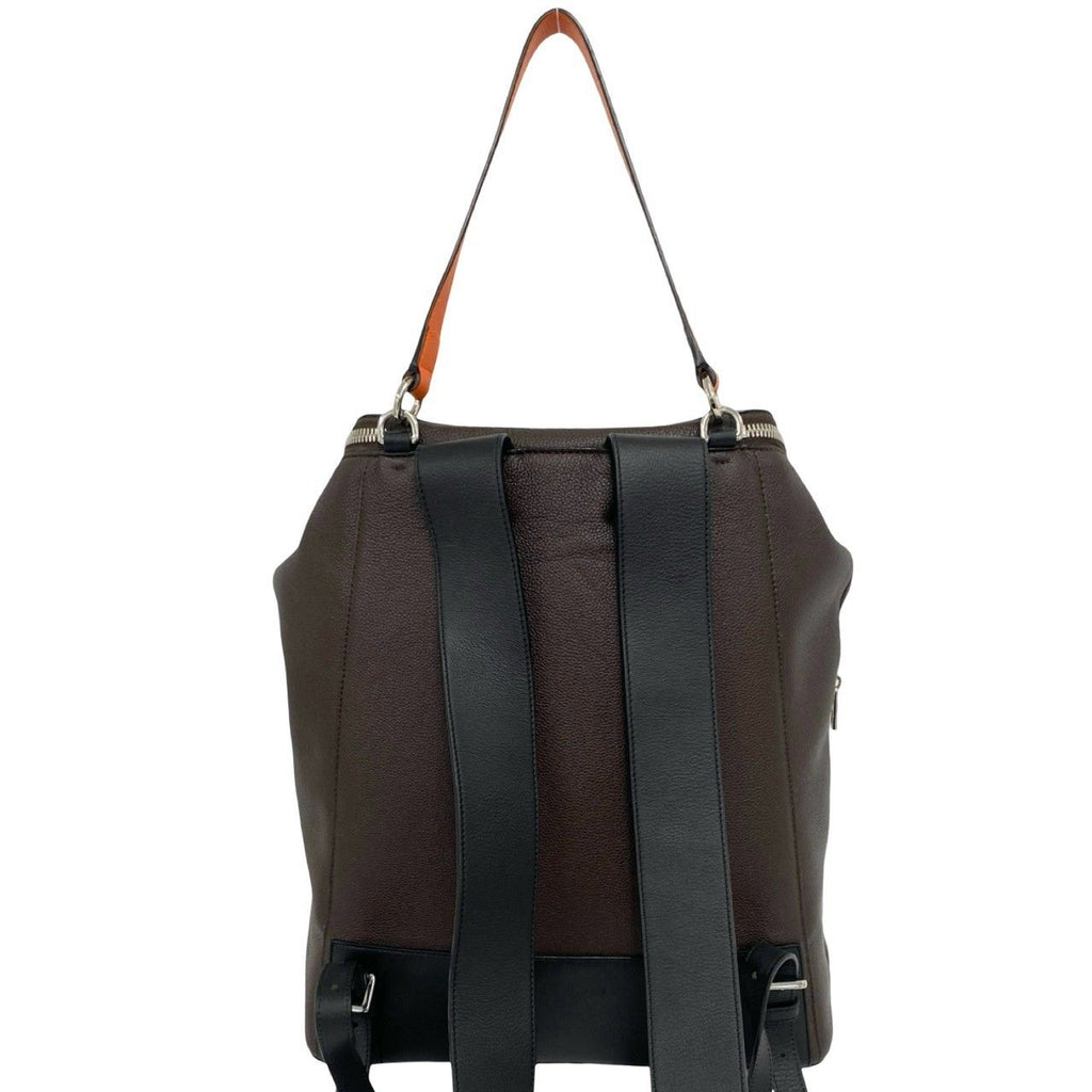 Loewe Goya Anagram Logo Calf Leather Backpack Brown Black — view 3