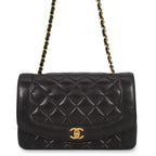 Chanel Chain Shoulder Bag Quilted 25 CC Logo Diana Lambskin Black