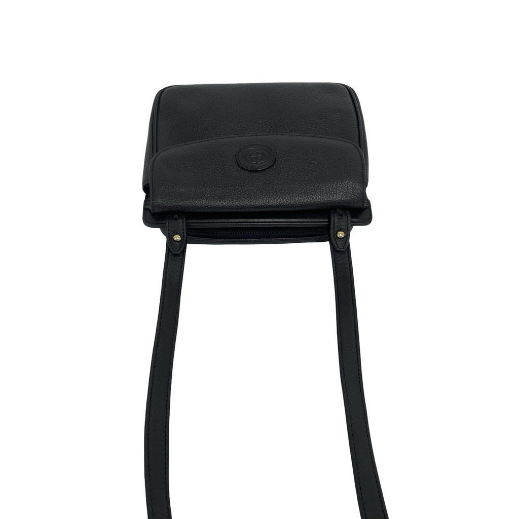 Gucci Vintage Interlocking G Logo Leather Shoulder Bag Pochette Black — view 4