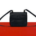 Gucci Vintage Interlocking G Logo Leather Shoulder Bag Pochette Black
