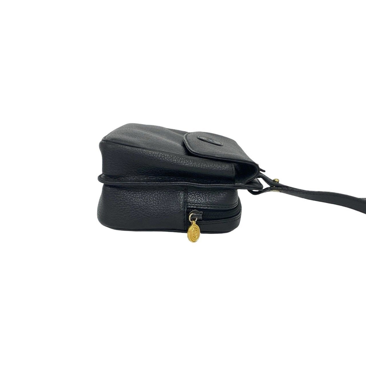 Gucci Vintage Interlocking G Logo Leather Shoulder Bag Pochette Black — view 6