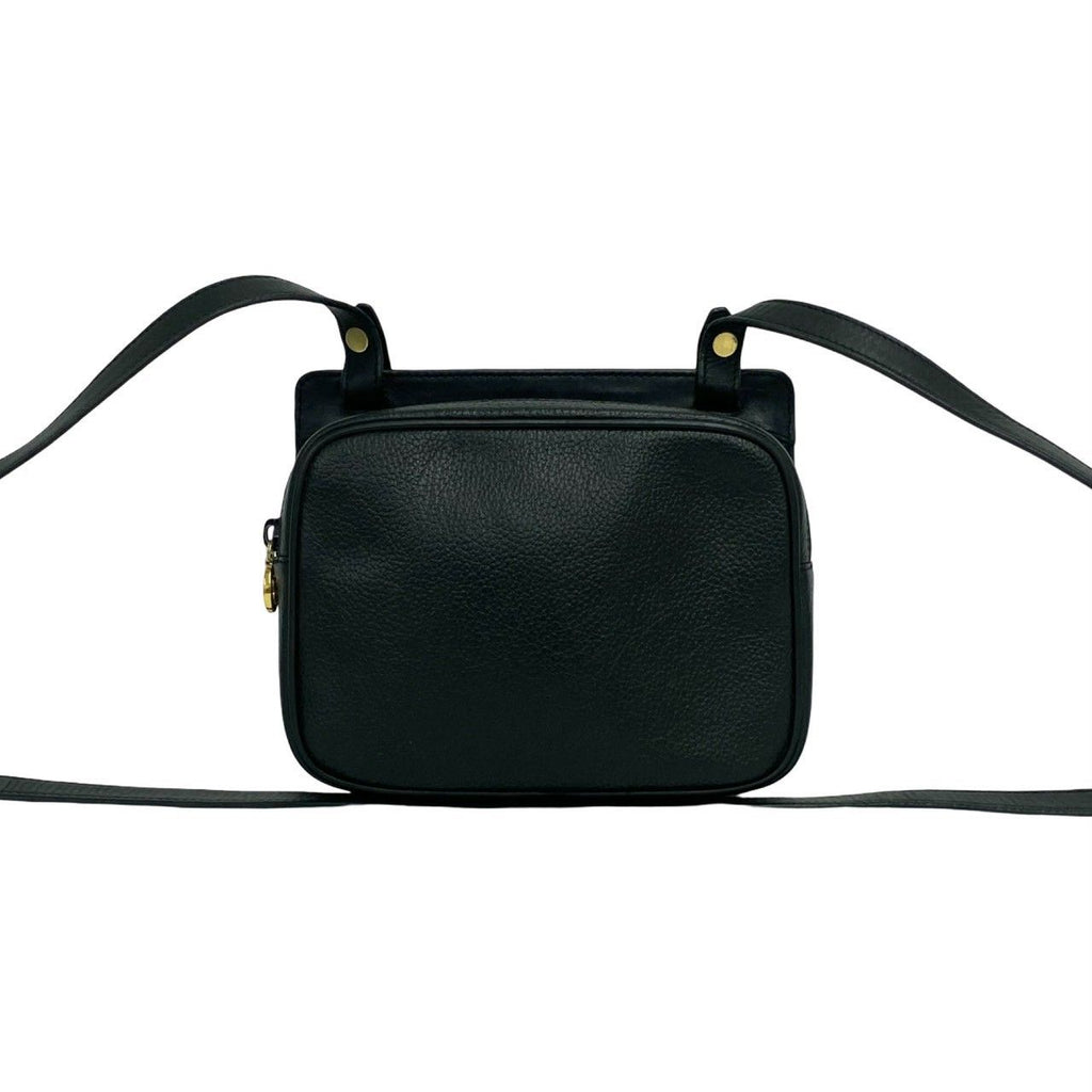 Gucci Vintage Interlocking G Logo Leather Shoulder Bag Pochette Black — view 3