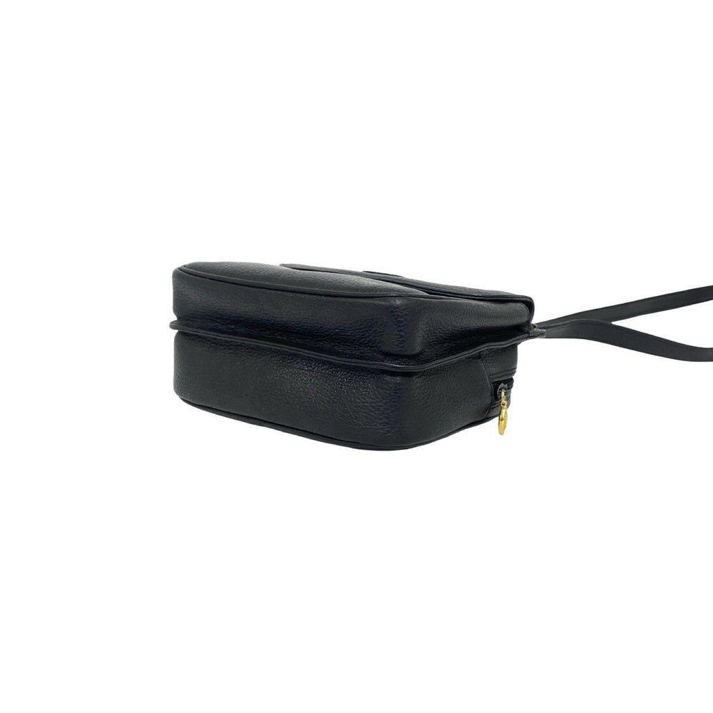Gucci Vintage Interlocking G Logo Leather Shoulder Bag Pochette Black — view 8