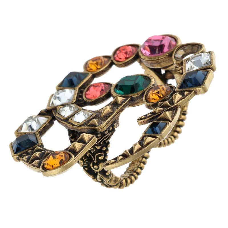Gucci Rhinestone Embellishment GG Marmont Ring — view 3