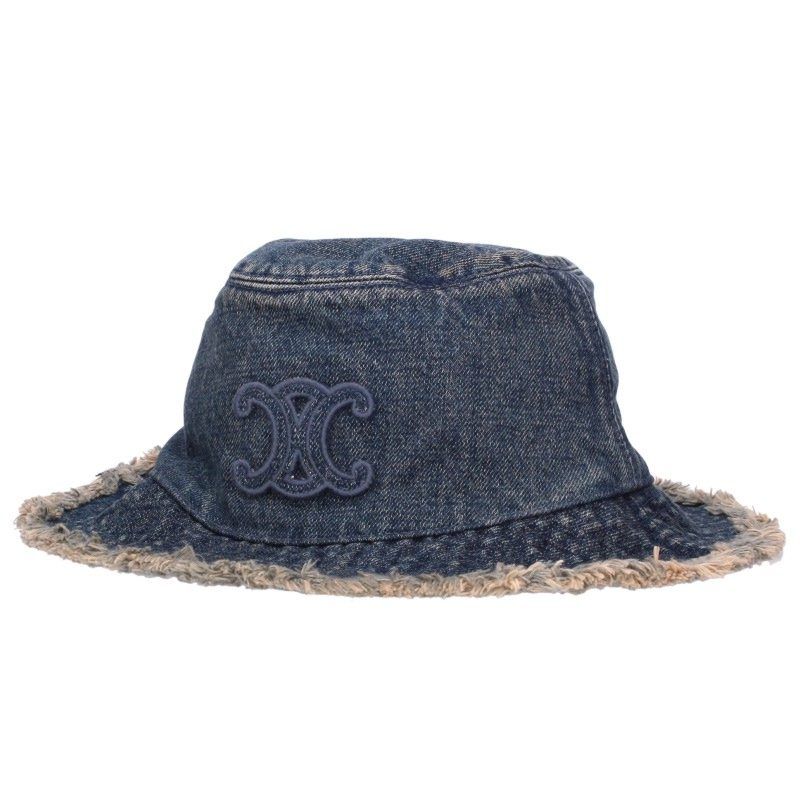 Celine Triomphe Logo Denim Bucket Hat