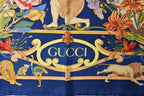 Gucci Scarf Shawl Vintage Five Continents Animal Print Silk Navy — view 7