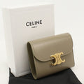 Celine Small Flap Wallet Triomphe Trifold Shiny Calfskin