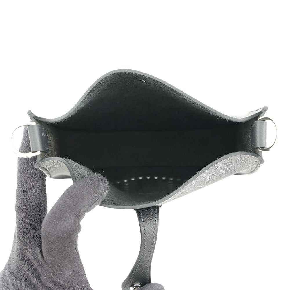 Hermes Remes Shoulder Bag Evelyne TPM Sellier Black Silver Epsom — view 4