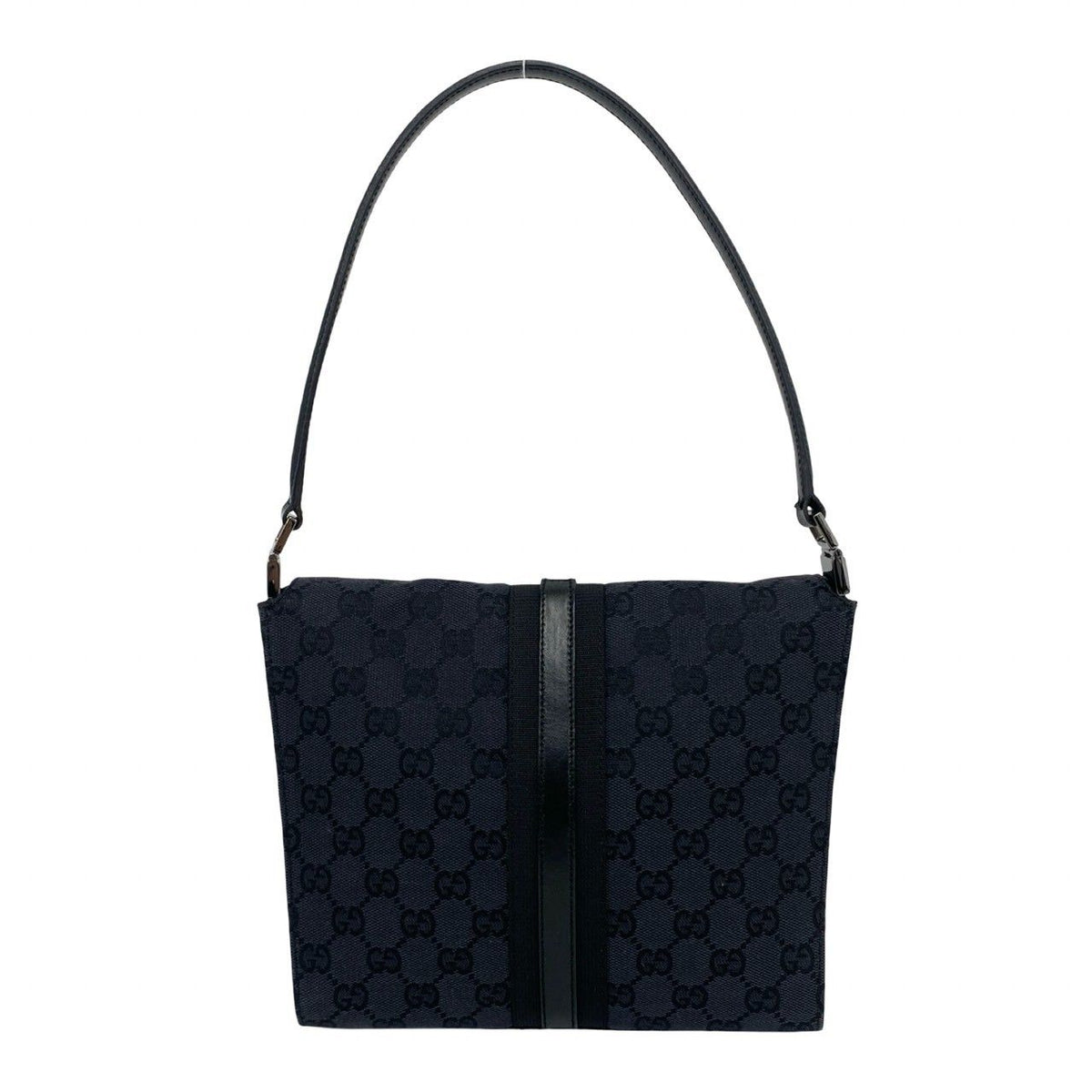 Gucci Jackie GG Pattern Canvas Leather Shoulder Bag Black — view 3