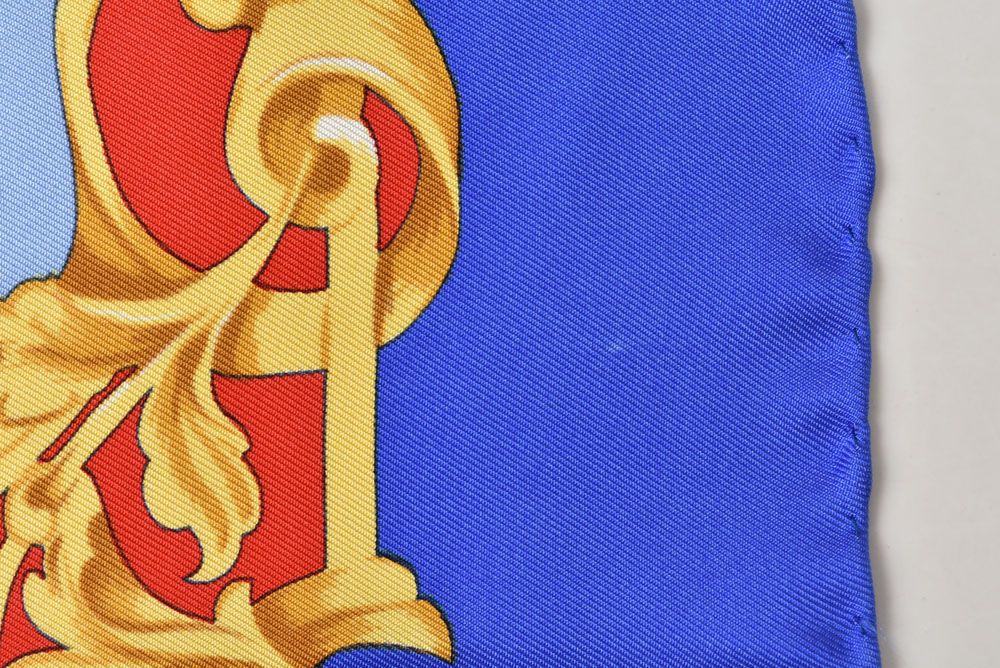 Celine Scarf Vintage Silk Blue Gold — view 4