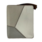 Loewe Bifold Wallet Puzzle Ivory Beige Light Gray Zip Around Leather
