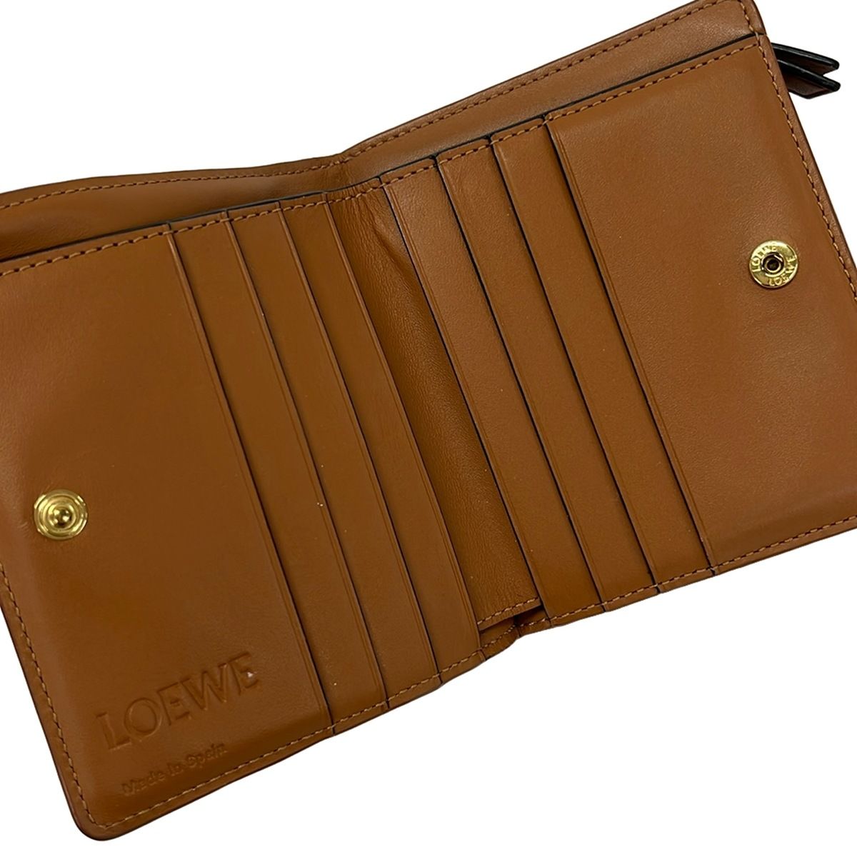 Loewe Bifold Wallet Puzzle Ivory Beige Light Gray Zip Around Leather — view 3