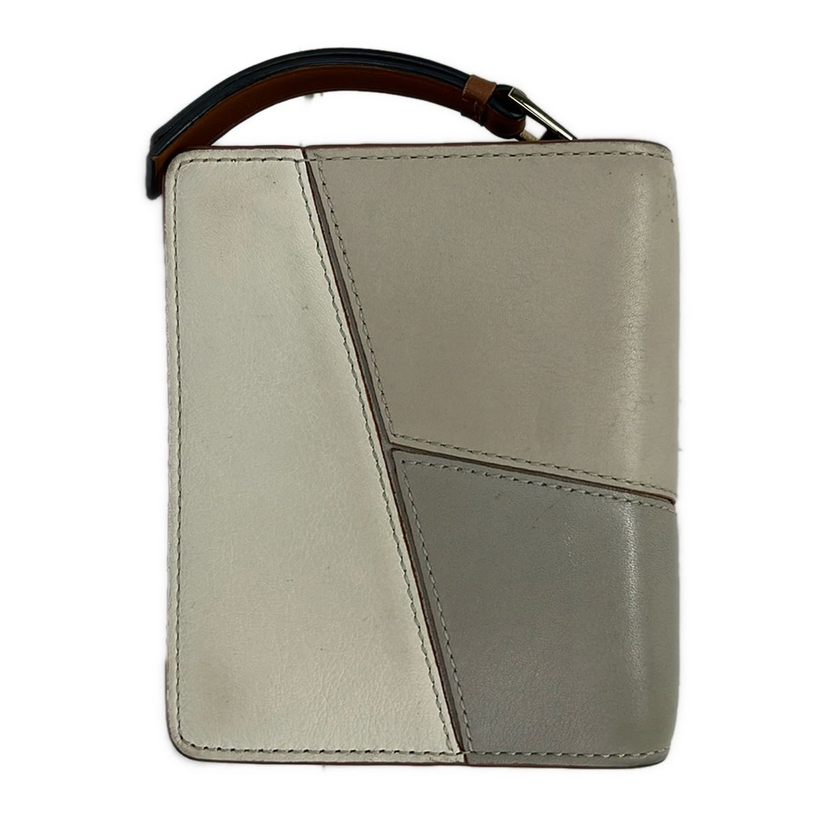 Loewe Bifold Wallet Puzzle Ivory Beige Light Gray Zip Around Leather — view 2