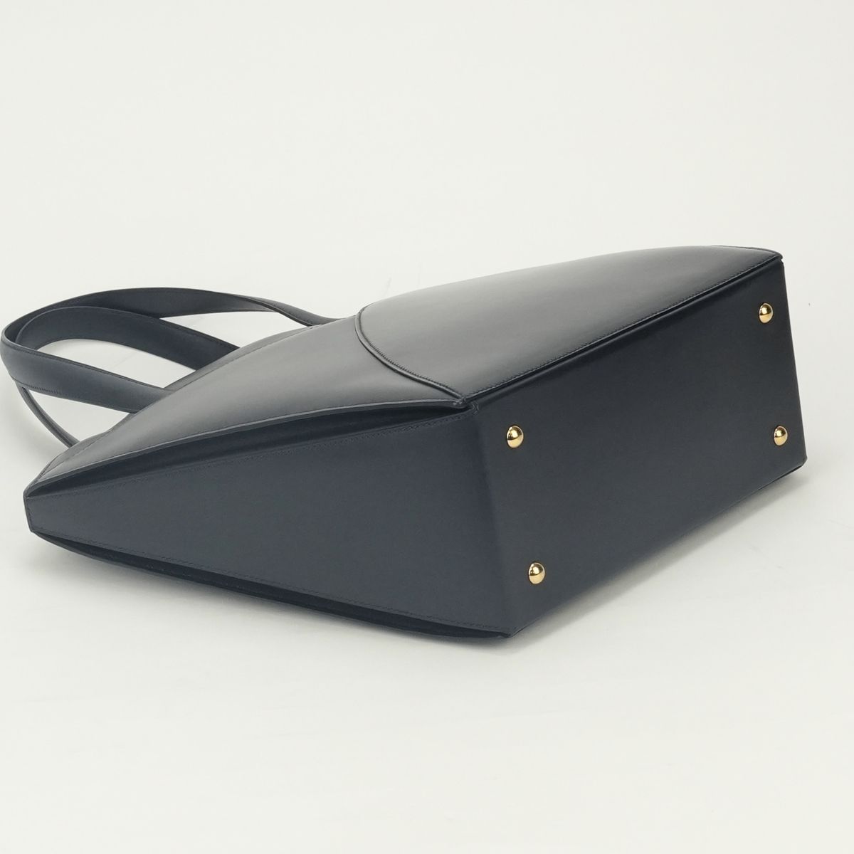 Hermes Cokers Tote Box Calf Navy Gold Handbag — view 6
