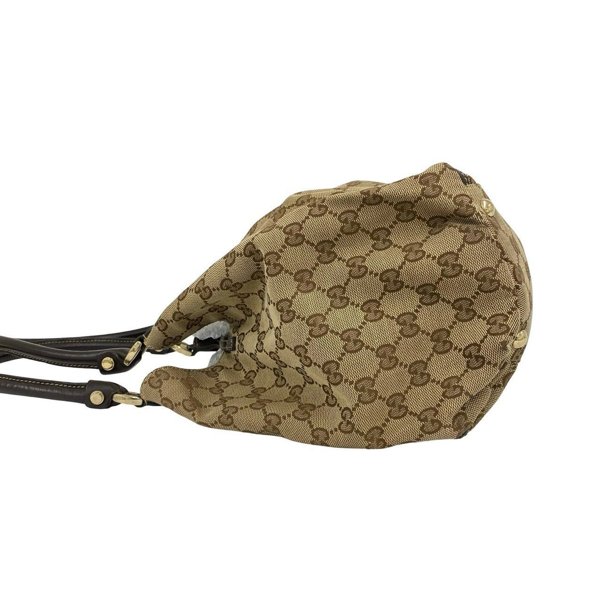 Gucci Logo GG Pattern Canvas Leather Tote Shoulder Bag Brown — view 5