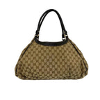 Gucci Logo GG Pattern Canvas Leather Tote Shoulder Bag Brown — view 3