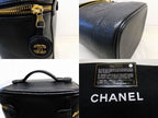 Chanel Vanity Bag Black Gold Caviar Leather CC Logo Handbag — view 6