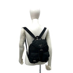 Prada Triangle Logo Tessuto Pocono Nylon Leather Drawstring Backpack Black — view 2