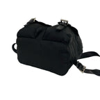 Prada Triangle Logo Tessuto Pocono Nylon Leather Drawstring Backpack Black — view 8
