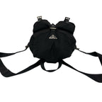 Prada Triangle Logo Tessuto Pocono Nylon Leather Drawstring Backpack Black — view 4