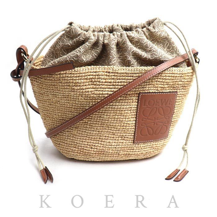 Loewe Anagram Pochette Basket Shoulder Bag Natural Tan