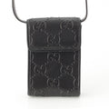 Gucci Leather GG Embossed Shoulder Bag Pouch Black