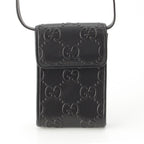 Gucci Leather GG Embossed Shoulder Bag Pouch Black
