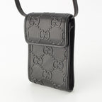 Gucci Leather GG Embossed Shoulder Bag Pouch Black — view 2