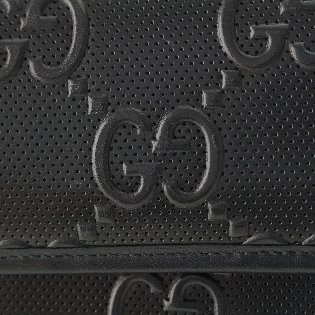 Gucci Leather GG Embossed Shoulder Bag Pouch Black — view 7