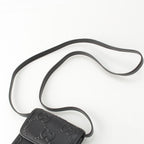 Gucci Leather GG Embossed Shoulder Bag Pouch Black — view 8