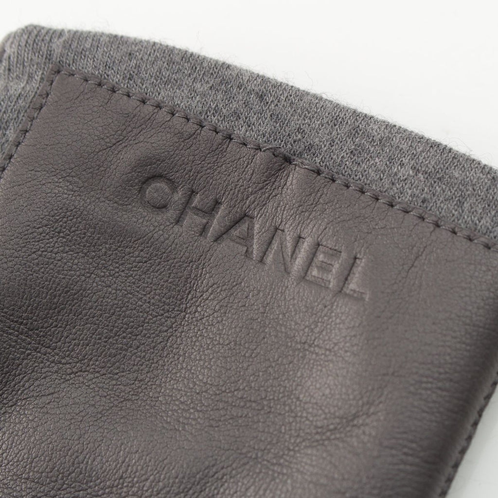 Chanel Lambskin Logo Gloves Gray 7.5 — view 5
