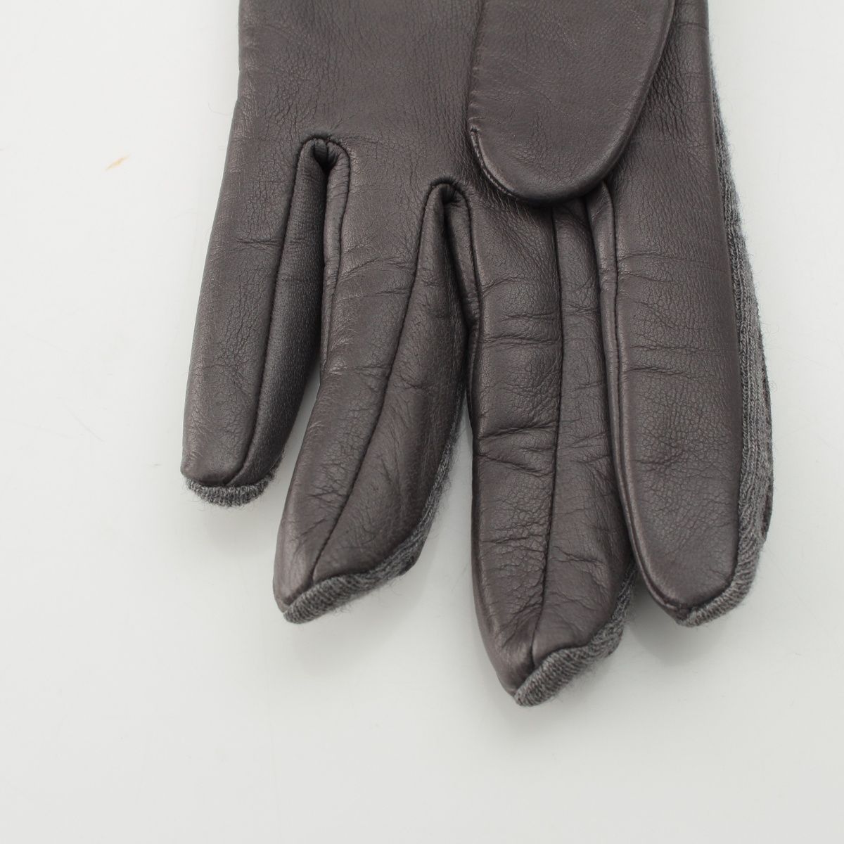 Chanel Lambskin Logo Gloves Gray 7.5 — view 4