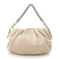 Prada Cervo Lux Chain Leather Hobo Gradient Shoulder Bag Ivory Pink Beige