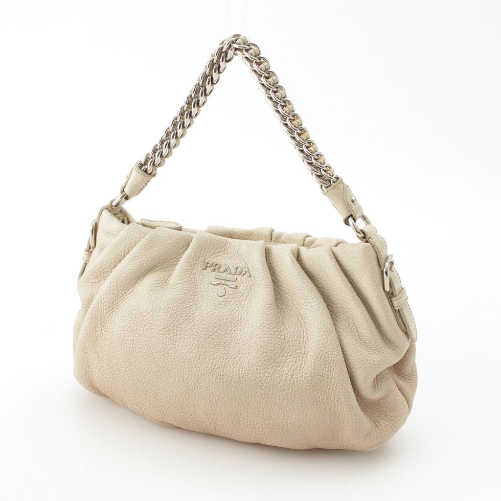 Prada Cervo Lux Chain Leather Hobo Gradient Shoulder Bag Ivory Pink Beige — view 2