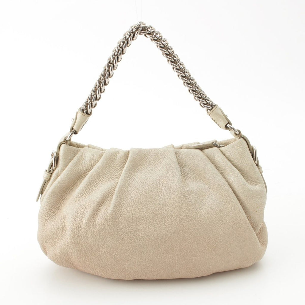 Prada Cervo Lux Chain Leather Hobo Gradient Shoulder Bag Ivory Pink Beige — view 4