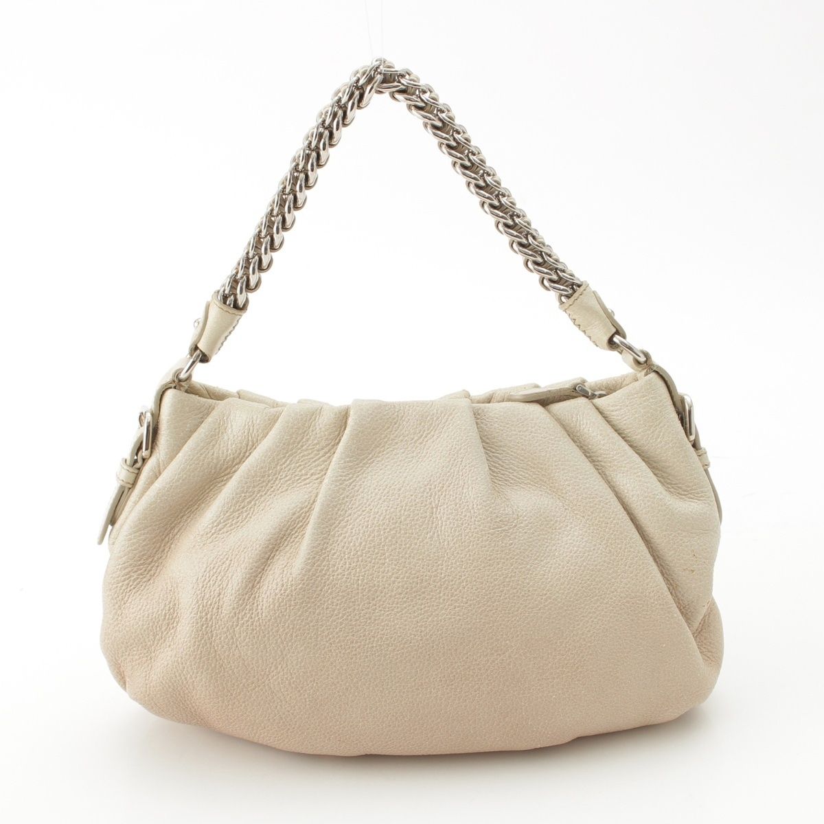 Prada Cervo Lux Chain Leather Hobo Gradient Shoulder Bag Ivory Pink Beige — view 4