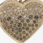 Chanel Metal Rhinestone CC Logo Heart Earrings Black Gold — view 6