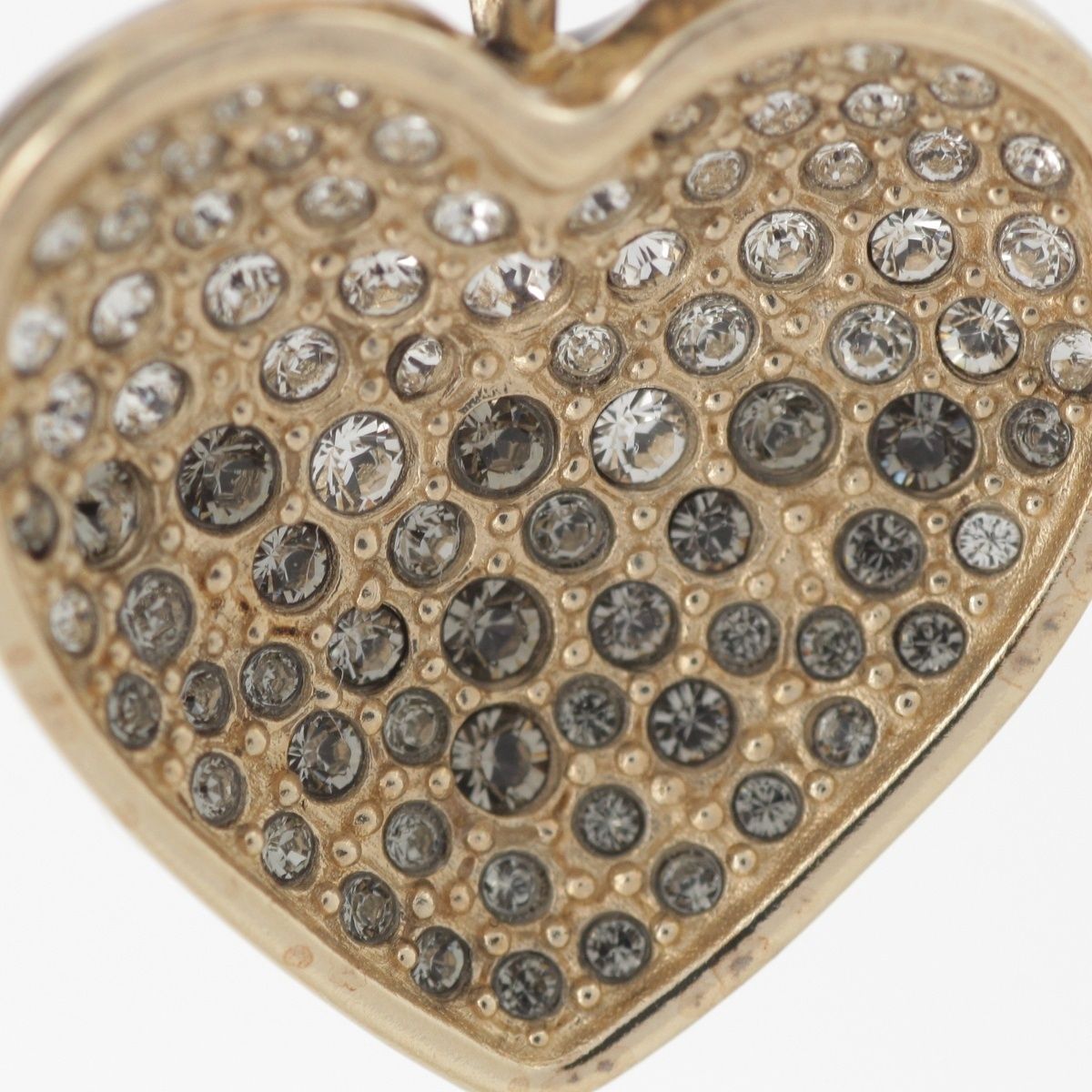 Chanel Metal Rhinestone CC Logo Heart Earrings Black Gold — view 6