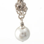 Chanel Metal Pearl CC Logo Rhinestone Necklace Silver — view 6