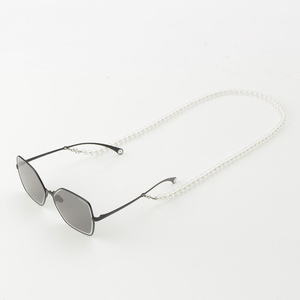 Chanel Acetate Pearl Butterfly Shape Chain Sunglasses Eyewear Black