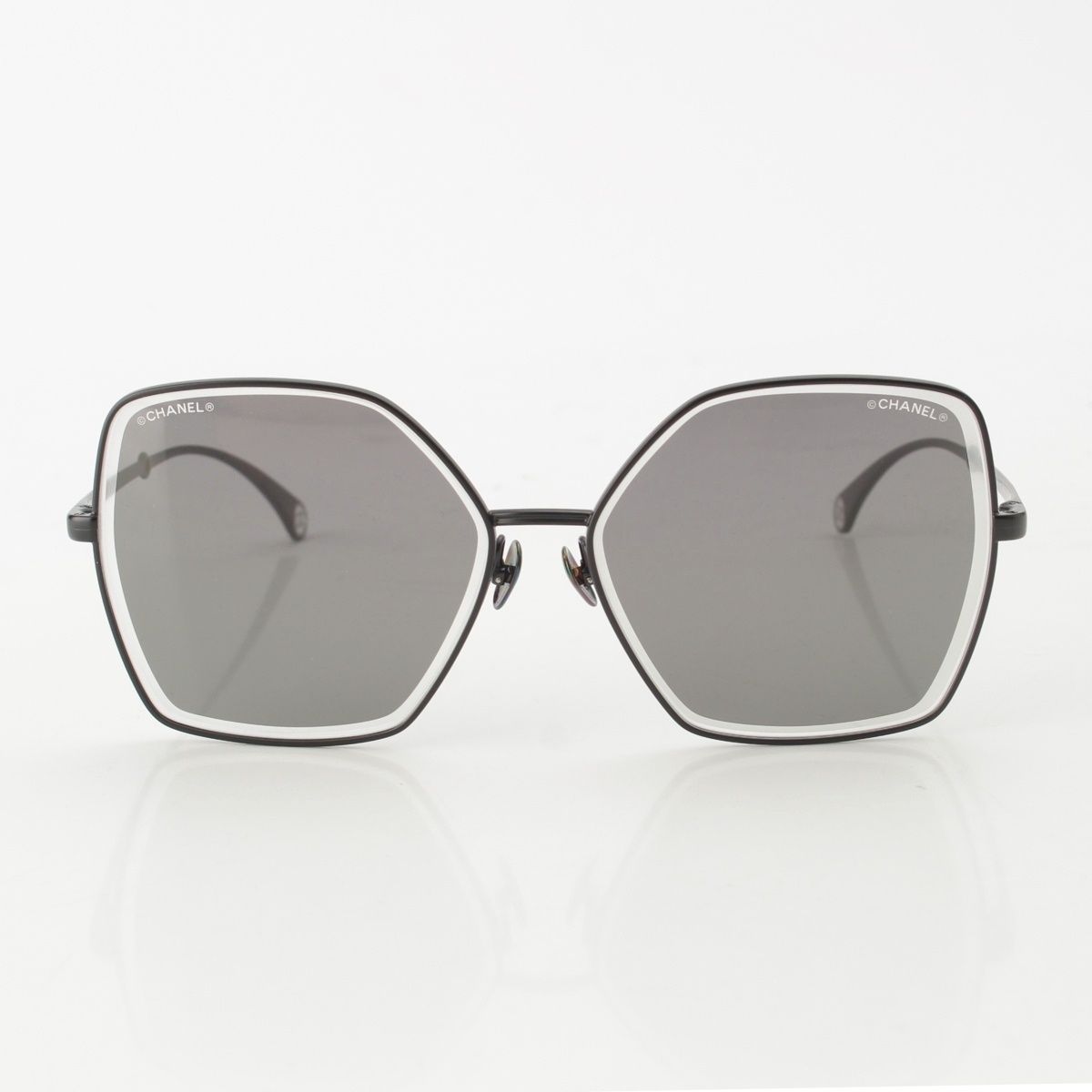 Chanel Acetate Pearl Butterfly Shape Chain Sunglasses Eyewear Black — view 4